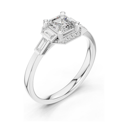 0.78 CT Asscher Cut Lab Diamond Ring for Women | VVS-VS EF Clarity | Available in Rose, Yellow, White Gold & 925 Silver with Moissanite Options