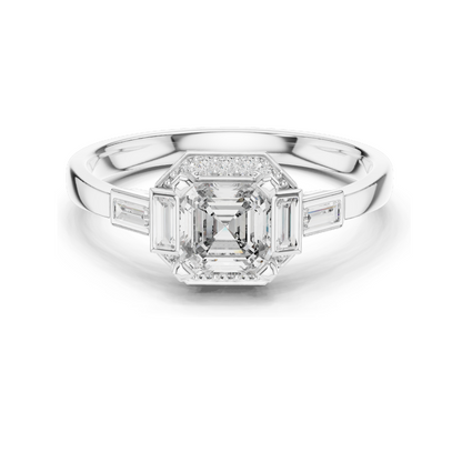 0.78 CT Asscher Cut Lab Diamond Ring for Women | VVS-VS EF Clarity | Available in Rose, Yellow, White Gold & 925 Silver with Moissanite Options
