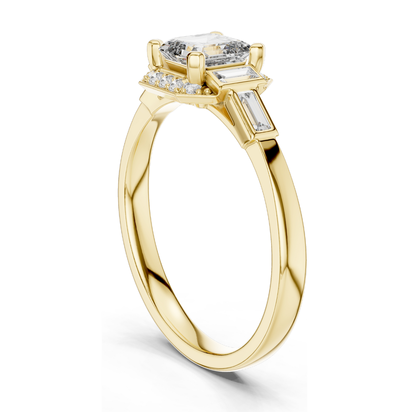 0.78 CT Asscher Cut Lab Diamond Ring for Women | VVS-VS EF Clarity | Available in Rose, Yellow, White Gold & 925 Silver with Moissanite Options