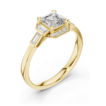 0.78 CT Asscher Cut Lab Diamond Ring for Women | VVS-VS EF Clarity | Available in Rose, Yellow, White Gold & 925 Silver with Moissanite Options