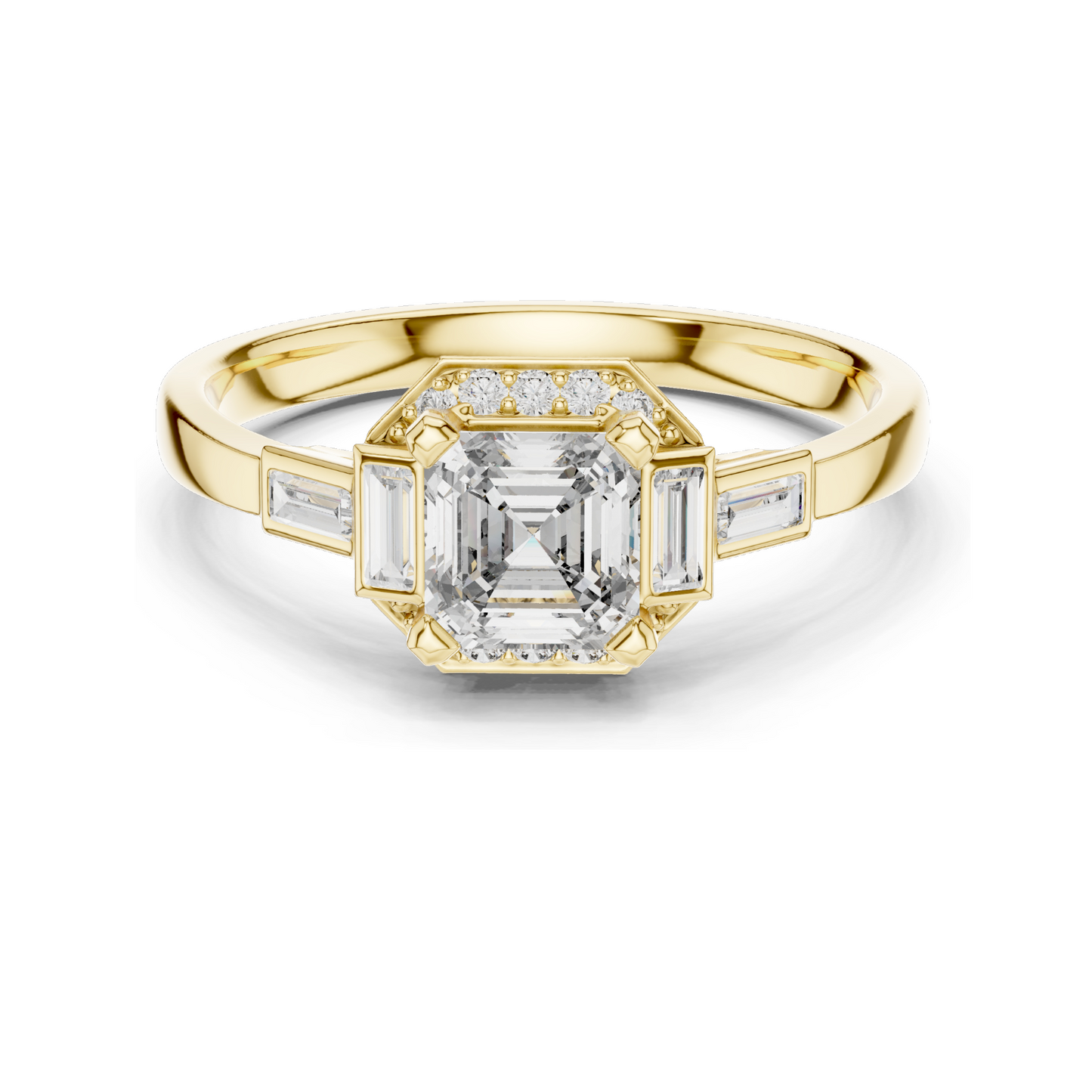 0.78 CT Asscher Cut Lab Diamond Ring for Women | VVS-VS EF Clarity | Available in Rose, Yellow, White Gold & 925 Silver with Moissanite Options