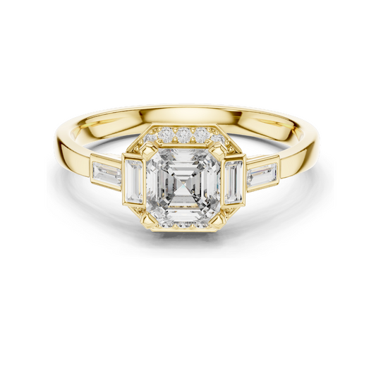 0.78 CT Asscher Cut Lab Diamond Ring for Women | VVS-VS EF Clarity | Available in Rose, Yellow, White Gold & 925 Silver with Moissanite Options