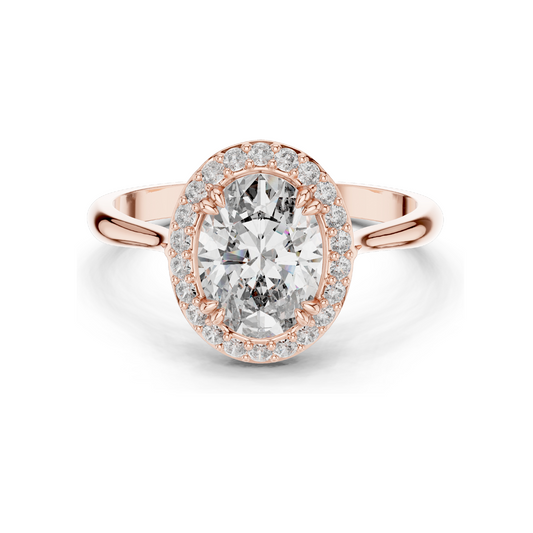 Oval Cut Lab Diamond Pave Halo Engagement Ring for Women | VVS-VS EF Clarity | 18KT, 14KT, 10KT Gold & 925 Silver | Rose, Yellow, White Gold & Moissanite Options