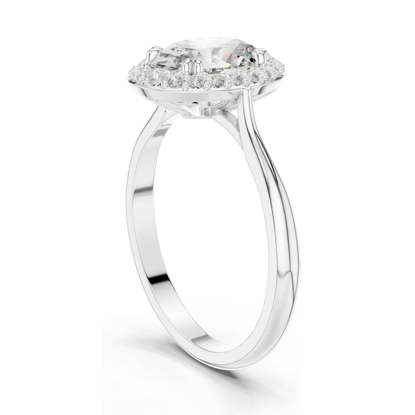Oval Cut Lab Diamond Pave Halo Engagement Ring for Women | VVS-VS EF Clarity | 18KT, 14KT, 10KT Gold & 925 Silver | Rose, Yellow, White Gold & Moissanite Options