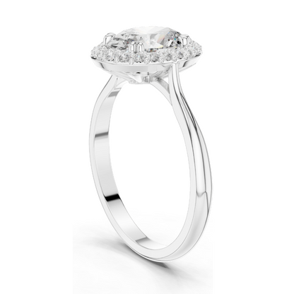 Oval Cut Lab Diamond Pave Halo Engagement Ring for Women | VVS-VS EF Clarity | 18KT, 14KT, 10KT Gold & 925 Silver | Rose, Yellow, White Gold & Moissanite Options