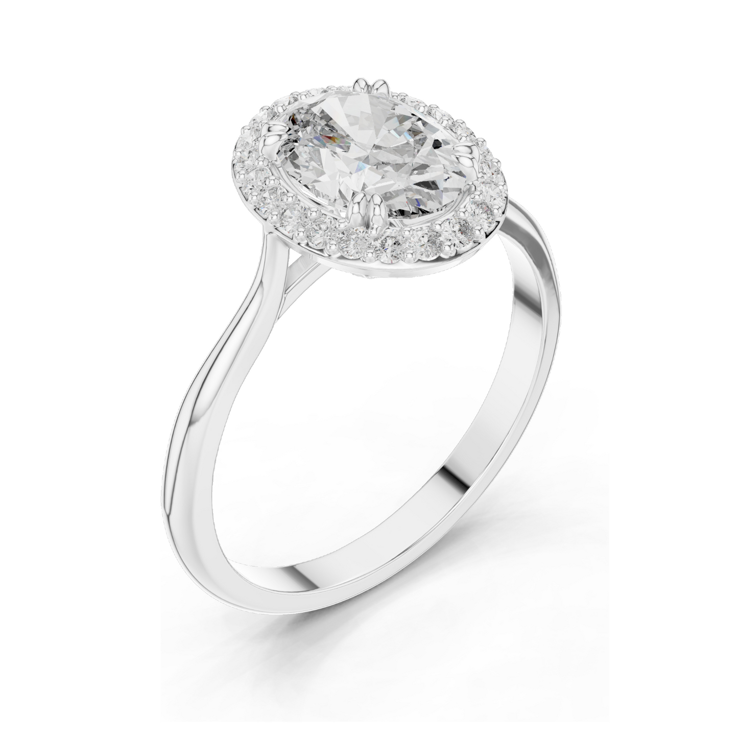 Oval Cut Lab Diamond Pave Halo Engagement Ring for Women | VVS-VS EF Clarity | 18KT, 14KT, 10KT Gold & 925 Silver | Rose, Yellow, White Gold & Moissanite Options