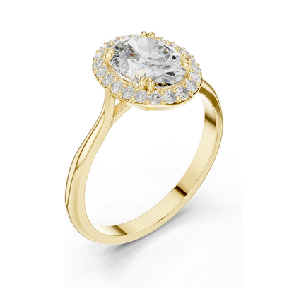 Oval Cut Lab Diamond Pave Halo Engagement Ring for Women | VVS-VS EF Clarity | 18KT, 14KT, 10KT Gold & 925 Silver | Rose, Yellow, White Gold & Moissanite Options