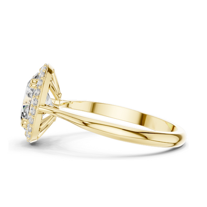 Oval Cut Lab Diamond Pave Halo Engagement Ring for Women | VVS-VS EF Clarity | 18KT, 14KT, 10KT Gold & 925 Silver | Rose, Yellow, White Gold & Moissanite Options