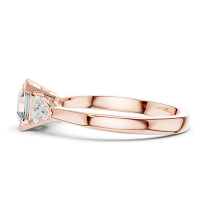 2 CT Asscher Cut Lab Diamond Ring | Three-Stone Design | VVS-VS EF Clarity | 18KT, 14KT, 10KT Gold & 925 Silver | Rose, Yellow, White Gold & Moissanite Options