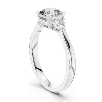 2 CT Asscher Cut Lab Diamond Ring | Three-Stone Design | VVS-VS EF Clarity | 18KT, 14KT, 10KT Gold & 925 Silver | Rose, Yellow, White Gold & Moissanite Options