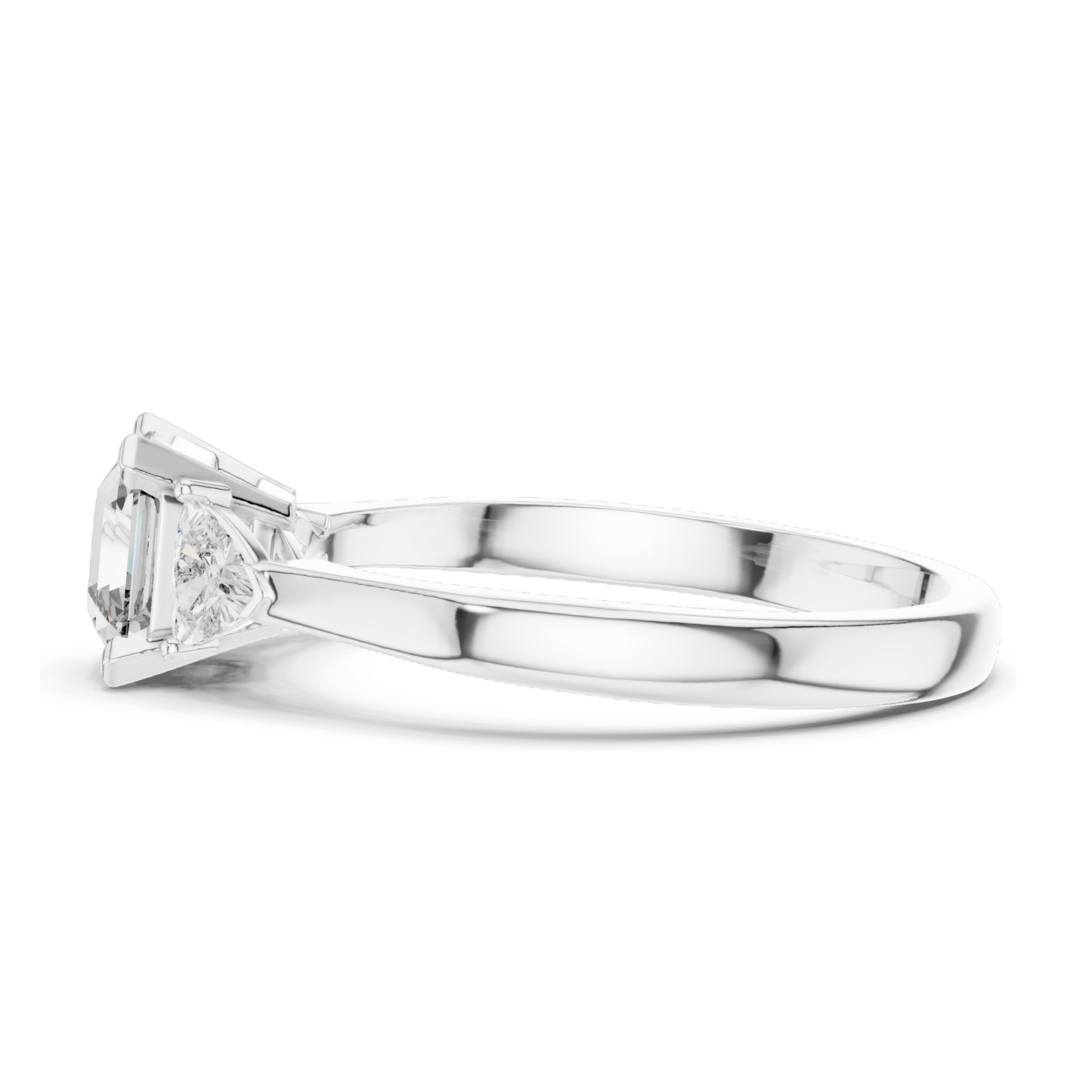 2 CT Asscher Cut Lab Diamond Ring | Three-Stone Design | VVS-VS EF Clarity | 18KT, 14KT, 10KT Gold & 925 Silver | Rose, Yellow, White Gold & Moissanite Options