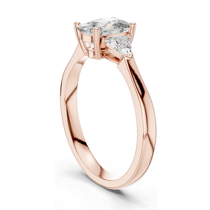 1.3 CT Lab-Grown Diamond Three-Stone Ring for Women | VVS-VS EF Clarity | 18KT, 14KT, 10KT Gold & 925 Silver | Rose, Yellow, White Gold & Moissanite Options