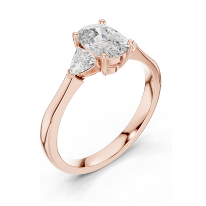 1.3 CT Lab-Grown Diamond Three-Stone Ring for Women | VVS-VS EF Clarity | 18KT, 14KT, 10KT Gold & 925 Silver | Rose, Yellow, White Gold & Moissanite Options