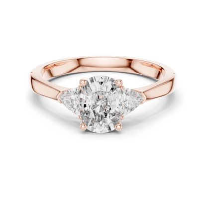 1.3 CT Lab-Grown Diamond Three-Stone Ring for Women | VVS-VS EF Clarity | 18KT, 14KT, 10KT Gold & 925 Silver | Rose, Yellow, White Gold & Moissanite Options