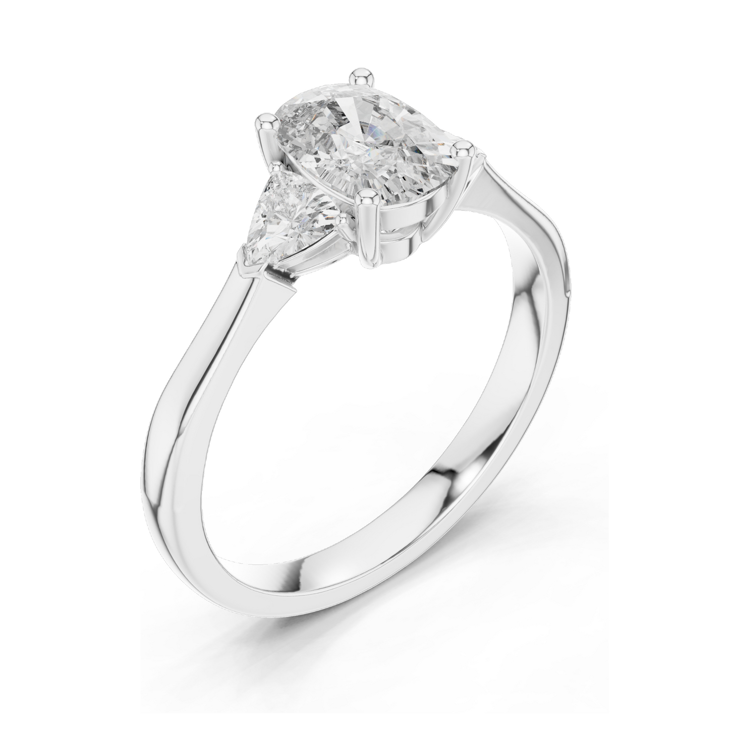 1.3 CT Lab-Grown Diamond Three-Stone Ring for Women | VVS-VS EF Clarity | 18KT, 14KT, 10KT Gold & 925 Silver | Rose, Yellow, White Gold & Moissanite Options