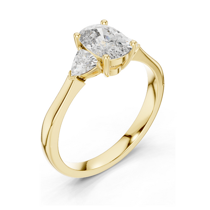 1.3 CT Lab-Grown Diamond Three-Stone Ring for Women | VVS-VS EF Clarity | 18KT, 14KT, 10KT Gold & 925 Silver | Rose, Yellow, White Gold & Moissanite Options