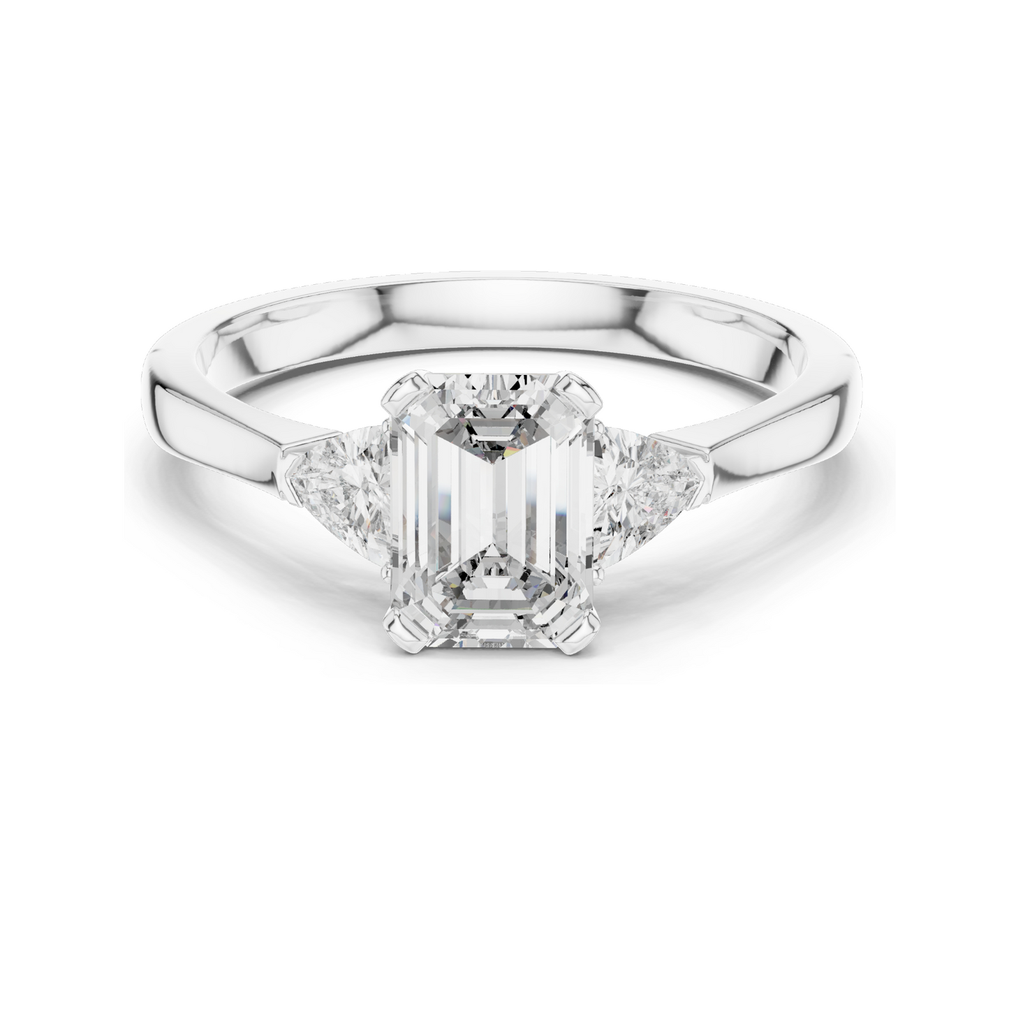 1.3 CT Emerald Cut Lab Diamond Three-Stone Ring for Women | VVS-VS EF Clarity | 18KT, 14KT, 10KT Gold & 925 Silver | Rose, Yellow, White Gold & Moissanite Options
