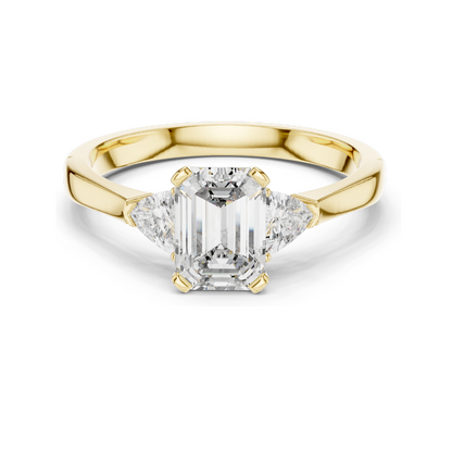 1.3 CT Emerald Cut Lab Diamond Three-Stone Ring for Women | VVS-VS EF Clarity | 18KT, 14KT, 10KT Gold & 925 Silver | Rose, Yellow, White Gold & Moissanite Options