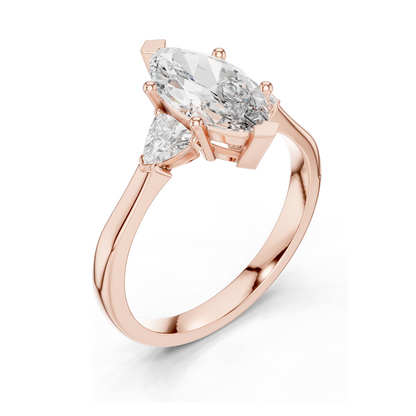 1.3 CT Lab VVS-VS EF CVD Diamond Ring for Women | Elegant 18KT, 14KT, 10KT Gold & 925 Silver | Rose, Yellow, White Gold & Moissanite Options