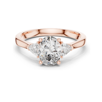 1.30 CT Oval Cut Lab Diamond Three-Stone Engagement Ring | VVS-VS EF Clarity | 18KT, 14KT, 10KT Gold & 925 Silver | Rose, Yellow, White Gold & Moissanite Options