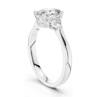 1.30 CT Oval Cut Lab Diamond Three-Stone Engagement Ring | VVS-VS EF Clarity | 18KT, 14KT, 10KT Gold & 925 Silver | Rose, Yellow, White Gold & Moissanite Options