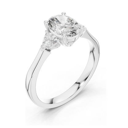 1.30 CT Oval Cut Lab Diamond Three-Stone Engagement Ring | VVS-VS EF Clarity | 18KT, 14KT, 10KT Gold & 925 Silver | Rose, Yellow, White Gold & Moissanite Options