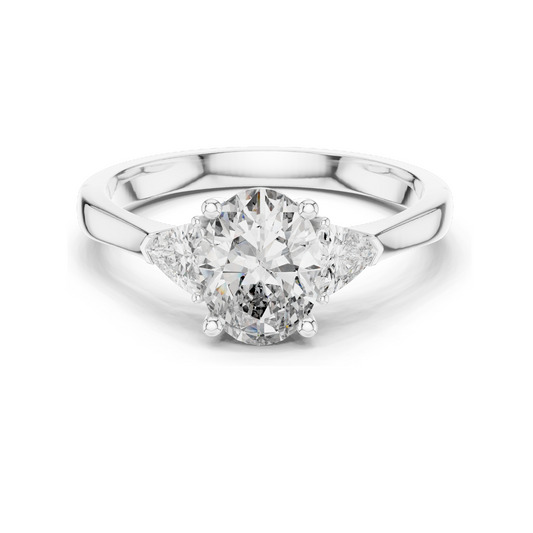 1.30 CT Oval Cut Lab Diamond Three-Stone Engagement Ring | VVS-VS EF Clarity | 18KT, 14KT, 10KT Gold & 925 Silver | Rose, Yellow, White Gold & Moissanite Options
