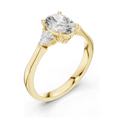 1.30 CT Oval Cut Lab Diamond Three-Stone Engagement Ring | VVS-VS EF Clarity | 18KT, 14KT, 10KT Gold & 925 Silver | Rose, Yellow, White Gold & Moissanite Options