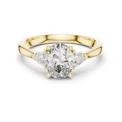 1.30 CT Oval Cut Lab Diamond Three-Stone Engagement Ring | VVS-VS EF Clarity | 18KT, 14KT, 10KT Gold & 925 Silver | Rose, Yellow, White Gold & Moissanite Options
