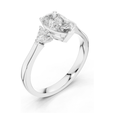 1.3 CT Lab-Grown Diamond Three-Stone Ring for Women | VVS-VS EF Clarity | 18KT, 14KT, 10KT Gold & 925 Silver | Rose, Yellow, White Gold & Moissanite Options