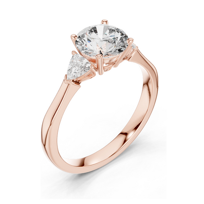 1 CT Lab Diamond Trilogy Ring for Women | VVS-VS EF Clarity | 18KT, 14KT, 10KT Gold & 925 Silver | Rose, Yellow, White Gold & Moissanite Options