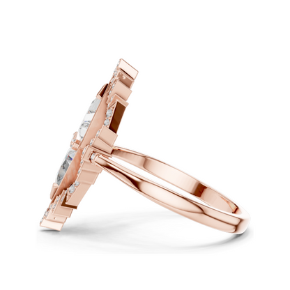 Exquisite 1.38 CT Lab Diamond Art Deco Ring | VVS-VS EF Clarity | 18KT, 14KT, 10KT Gold & 925 Silver | Rose, Yellow, White Gold & Moissanite Options