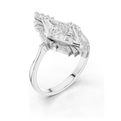 Exquisite 1.38 CT Lab Diamond Art Deco Ring | VVS-VS EF Clarity | 18KT, 14KT, 10KT Gold & 925 Silver | Rose, Yellow, White Gold & Moissanite Options