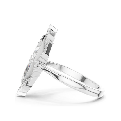 Exquisite 1.38 CT Lab Diamond Art Deco Ring | VVS-VS EF Clarity | 18KT, 14KT, 10KT Gold & 925 Silver | Rose, Yellow, White Gold & Moissanite Options