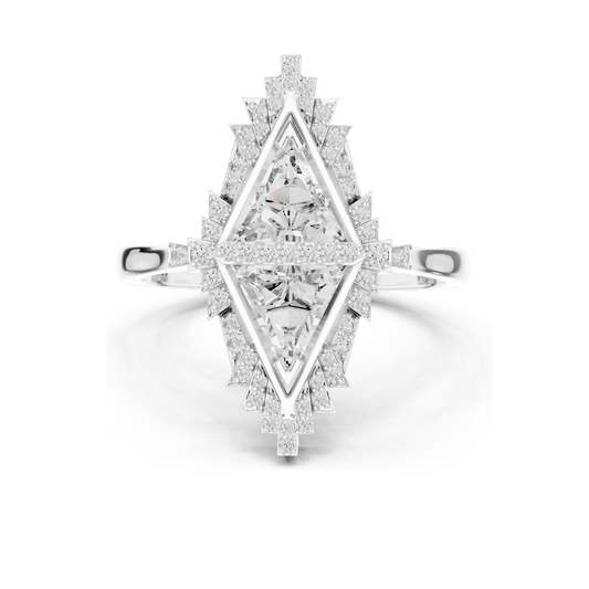Exquisite 1.38 CT Lab Diamond Art Deco Ring | VVS-VS EF Clarity | 18KT, 14KT, 10KT Gold & 925 Silver | Rose, Yellow, White Gold & Moissanite Options