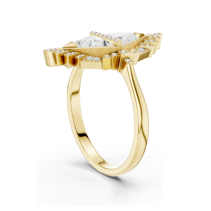 Exquisite 1.38 CT Lab Diamond Art Deco Ring | VVS-VS EF Clarity | 18KT, 14KT, 10KT Gold & 925 Silver | Rose, Yellow, White Gold & Moissanite Options