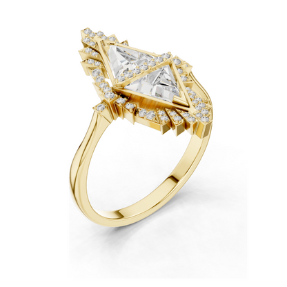 Exquisite 1.38 CT Lab Diamond Art Deco Ring | VVS-VS EF Clarity | 18KT, 14KT, 10KT Gold & 925 Silver | Rose, Yellow, White Gold & Moissanite Options