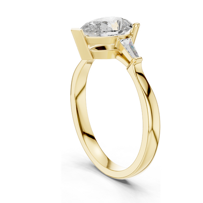 1.39 CT Lab Diamond Pear-Shaped Ring for Women | VVS-VS EF Clarity | 18KT, 14KT, 10KT Gold & 925 Silver | Rose, Yellow, White Gold & Moissanite Options