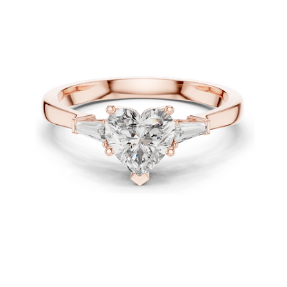 1.15 CT Lab Diamond Heart-Shaped Ring for Women | VVS-VS EF Clarity | 18KT, 14KT, 10KT Gold & 925 Silver | Rose, Yellow, White Gold & Moissanite Options
