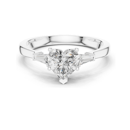 1.15 CT Lab Diamond Heart-Shaped Ring for Women | VVS-VS EF Clarity | 18KT, 14KT, 10KT Gold & 925 Silver | Rose, Yellow, White Gold & Moissanite Options