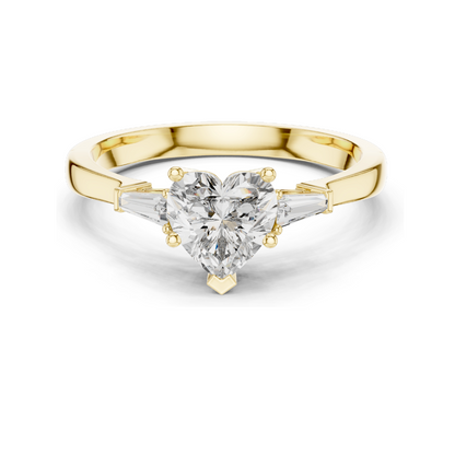 1.15 CT Lab Diamond Heart-Shaped Ring for Women | VVS-VS EF Clarity | 18KT, 14KT, 10KT Gold & 925 Silver | Rose, Yellow, White Gold & Moissanite Options