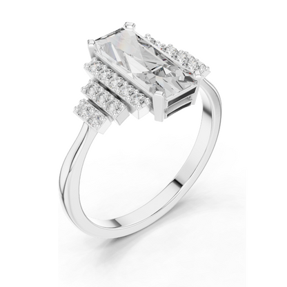 2.04 CT Lab Diamond Ladies Ring | VVS-VS EF Clarity | 18KT, 14KT, 10KT Gold & 925 Silver | Rose, Yellow, White Gold & Moissanite Options