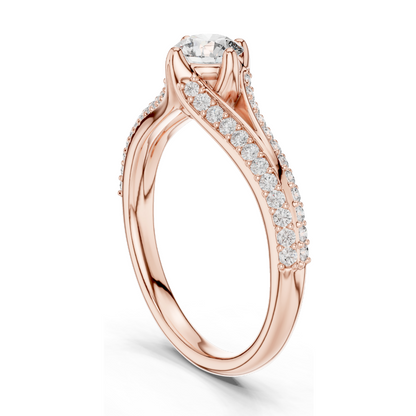 0.832 CT Round Lab Diamond Ring | 18KT, 14KT, 10KT Gold & 925 Silver | Rose, Yellow, White Gold | Moissanite Option