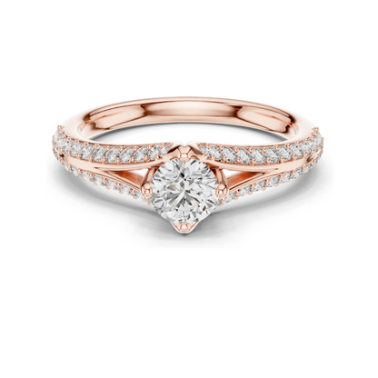 0.832 CT Round Lab Diamond Ring | 18KT, 14KT, 10KT Gold & 925 Silver | Rose, Yellow, White Gold | Moissanite Option