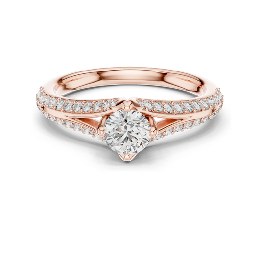 0.832 CT Round Lab Diamond Ring | 18KT, 14KT, 10KT Gold & 925 Silver | Rose, Yellow, White Gold | Moissanite Option