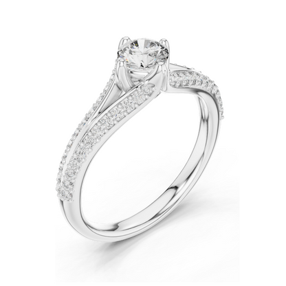 0.832 CT Round Lab Diamond Ring | 18KT, 14KT, 10KT Gold & 925 Silver | Rose, Yellow, White Gold | Moissanite Option