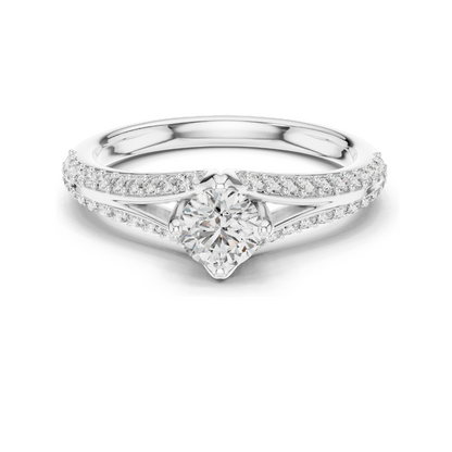 0.832 CT Round Lab Diamond Ring | 18KT, 14KT, 10KT Gold & 925 Silver | Rose, Yellow, White Gold | Moissanite Option