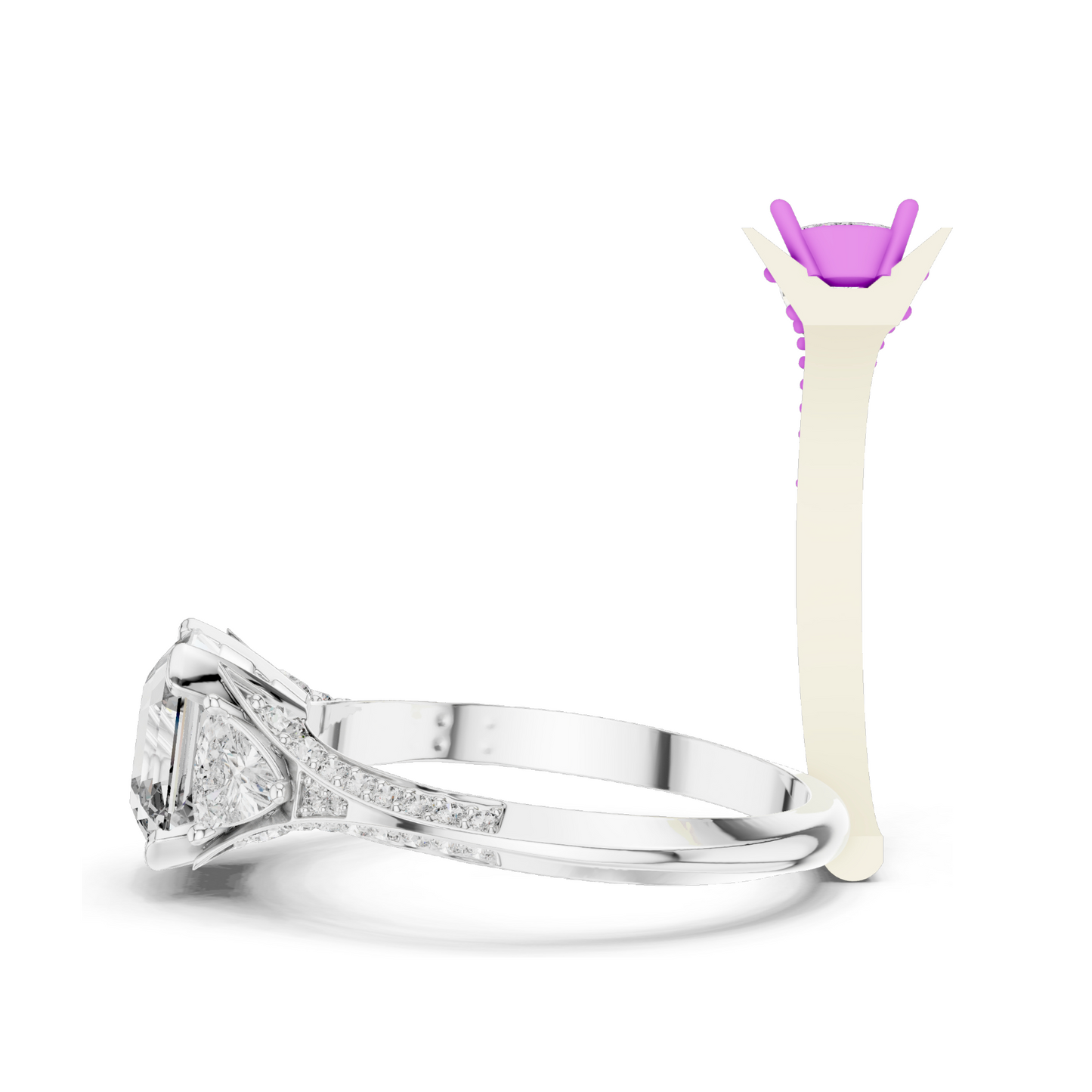 2.323 CT Lab Diamond Engagement Ring for Women | VVS-VS EF Clarity | 18KT, 14KT, 10KT Gold & 925 Silver | Rose, Yellow, White Gold & Moissanite Options