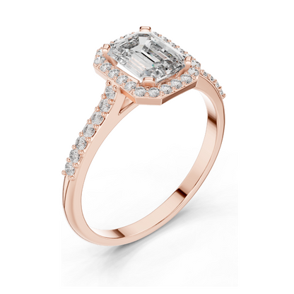 1.072 CT Lab Diamond Halo Engagement Ring for Women | VVS-VS EF Clarity | 18KT, 14KT, 10KT Gold & 925 Silver | Rose, Yellow, White Gold & Moissanite Options