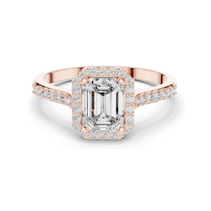 1.072 CT Lab Diamond Halo Engagement Ring for Women | VVS-VS EF Clarity | 18KT, 14KT, 10KT Gold & 925 Silver | Rose, Yellow, White Gold & Moissanite Options